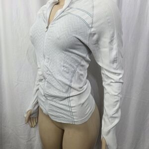 Athleta White Textured Zip-Up Jacket
